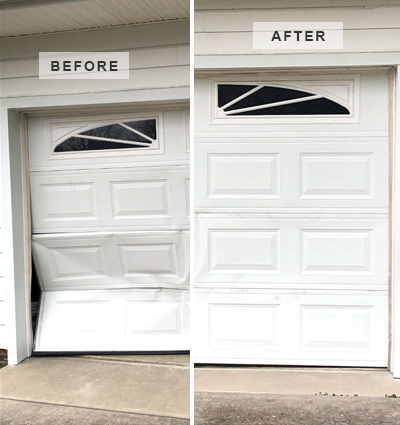 before after garage door replacement